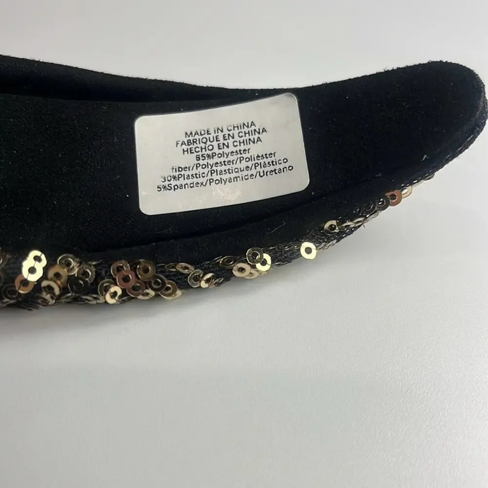 ANTHROPOLOGIE • Black/Gold Metallic Sequin Knotted Headband